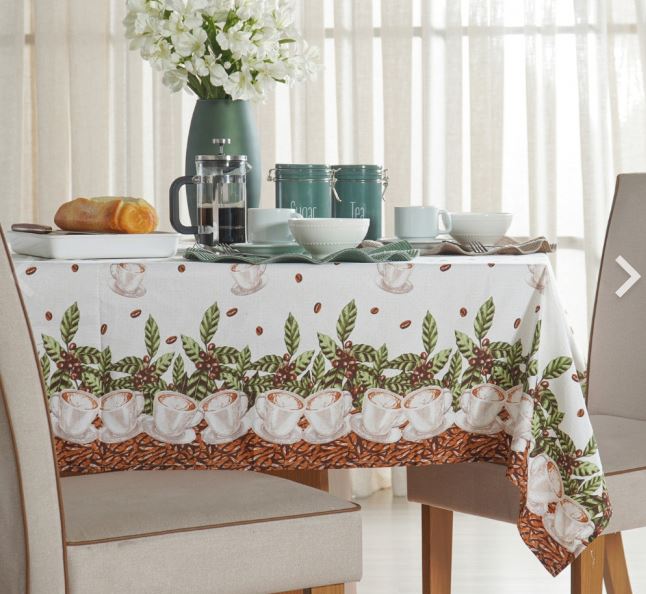 Toalha de Mesa Impermeável Facile Retangular 8 Lugares Café Expresso